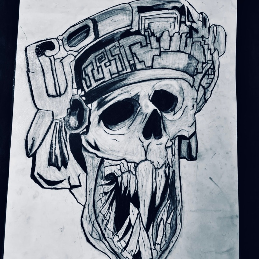 π§¨Original Skull Goth Dark Wall Decor Horror Drawing Art (SEND ANY OFFERβΌοΈ)𧨠- Picture 4 of 4